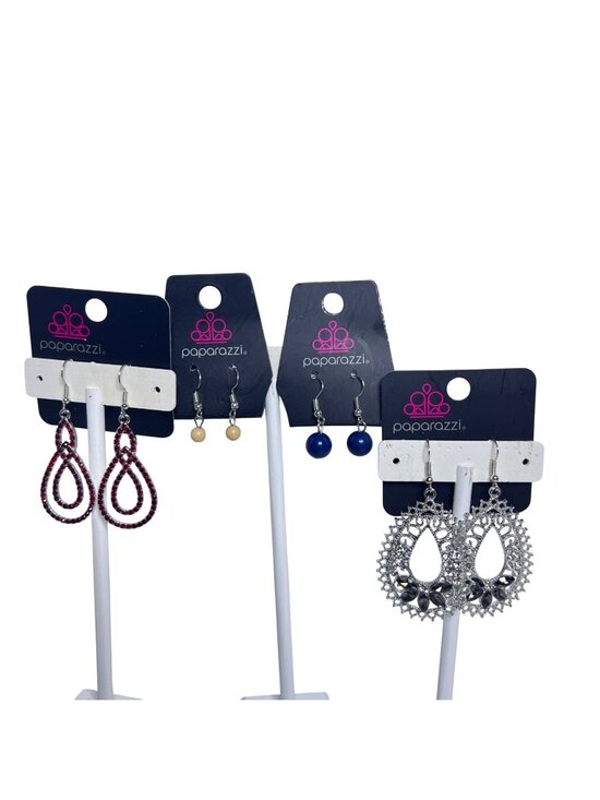paparazzi Jewelry - Lot of 4 Paparazzi Silver Tone Pierced Earrings (6467)